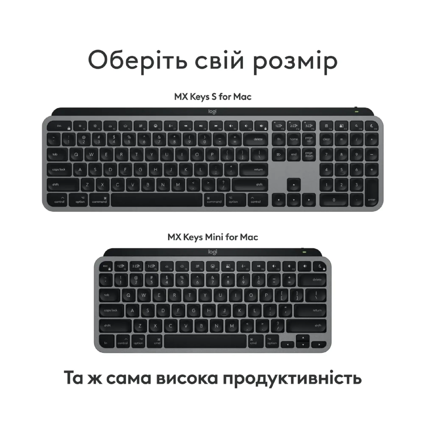 Купить Клавиатура Logitech MX Keys Mini For Mac Minimalist Wireless Illuminated Keyboard Space Gray (920-012652) - фото 8