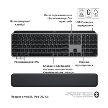 Купить Комплект клавиатура и мышь Logitech MX Keys S Combo for Mac Space Gray (920-012845) - фото 7