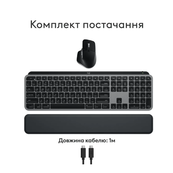 Купить Комплект клавиатура и мышь Logitech MX Keys S Combo for Mac Space Gray (920-012845) - фото 8