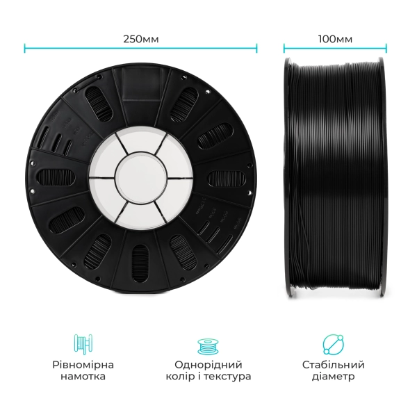 Купить PETG Filament (пластик) для 3D принтера CREALITY 1кг, 1.75мм, черный (3399010140) - фото 6