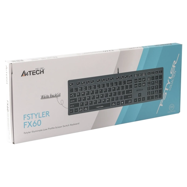 Купити Клавіатура A4Tech FX60 USB (Grey) White backlit - фото 3