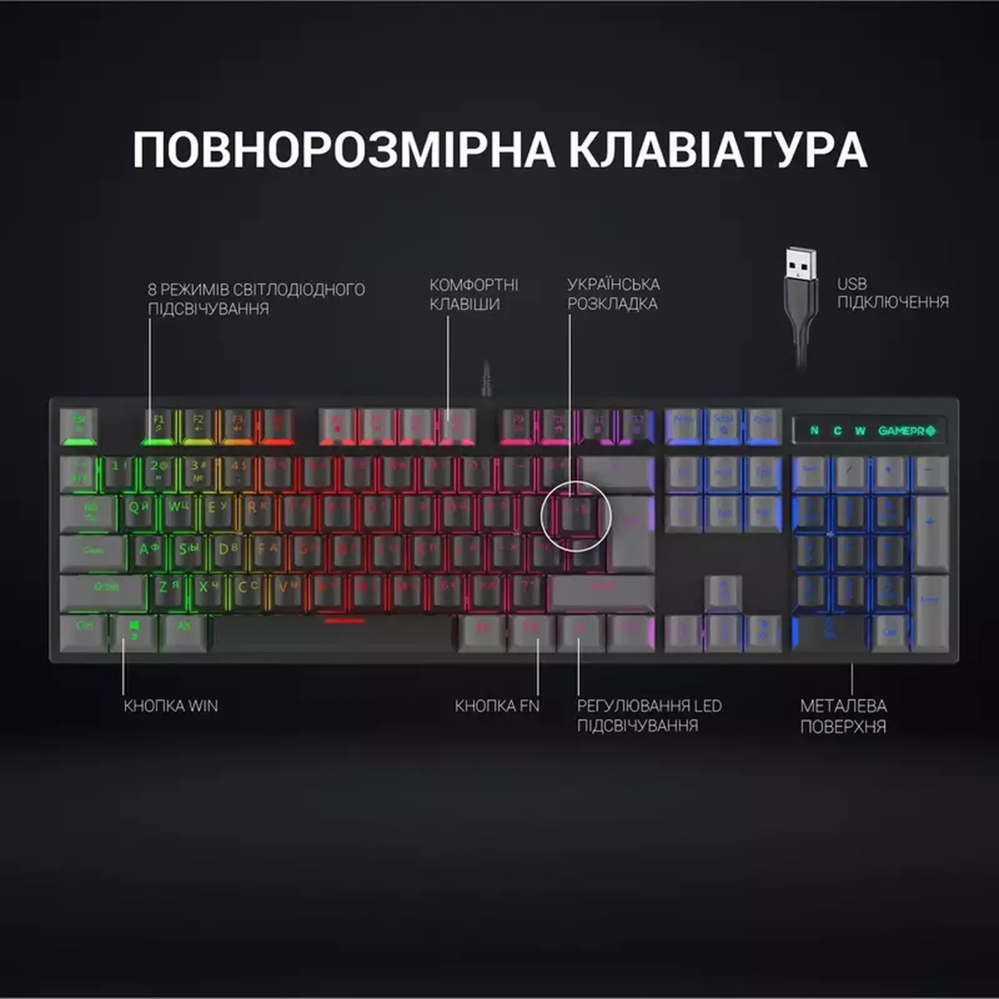 Купить Клавиатура Gamepro MK105B LED - фото 4