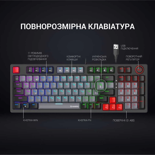 Купить Клавиатура Gamepro MK120R LED - фото 4