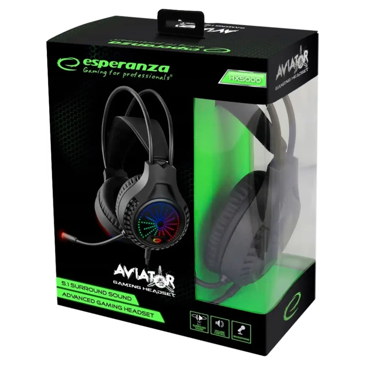 Купить Наушники Esperanza Aviator RGB 5.1 EGH5000 Black - фото 4