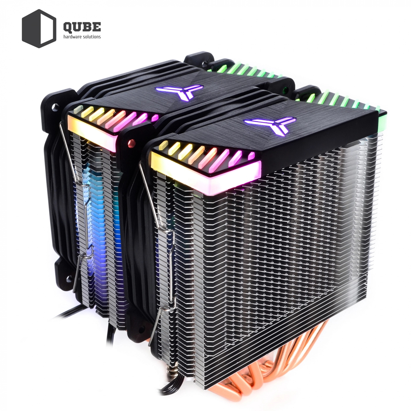 Купить Процессорный кулер QUBE QB-OL2000GT (120mm/4pin/700-1500RPM/29.5dBA/6 тепл. трубки/3pin 5V ARGB) - фото 9