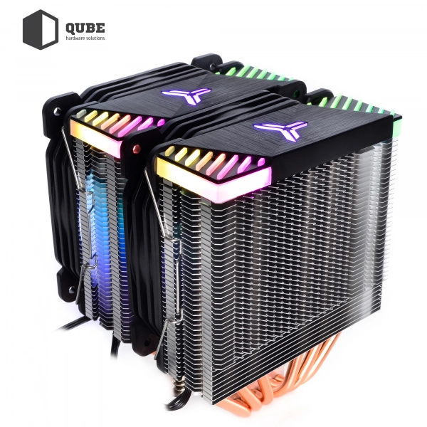 Купить Процессорный кулер QUBE QB-OL2000GT (120mm/4pin/700-1500RPM/29.5dBA/6 тепл. трубки/3pin 5V ARGB) - фото 9