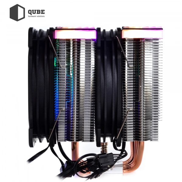 Купить Процессорный кулер QUBE QB-OL2000GT (120mm/4pin/700-1500RPM/29.5dBA/6 тепл. трубки/3pin 5V ARGB) - фото 7