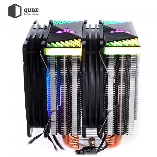 Купить Процессорный кулер QUBE QB-OL2000GT (120mm/4pin/700-1500RPM/29.5dBA/6 тепл. трубки/3pin 5V ARGB) - фото 8