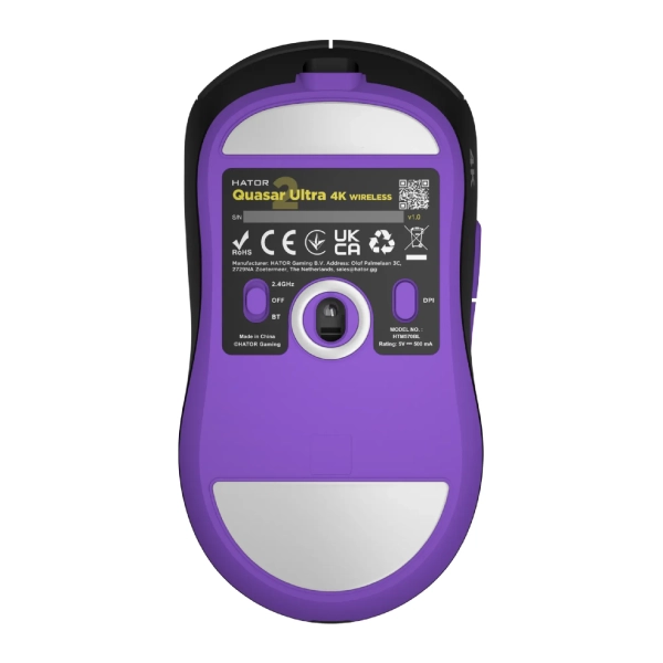 Купить Мышь HATOR Quasar 2 Ultra 4K wireless Black/Lilac (HTM570BL) - фото 3