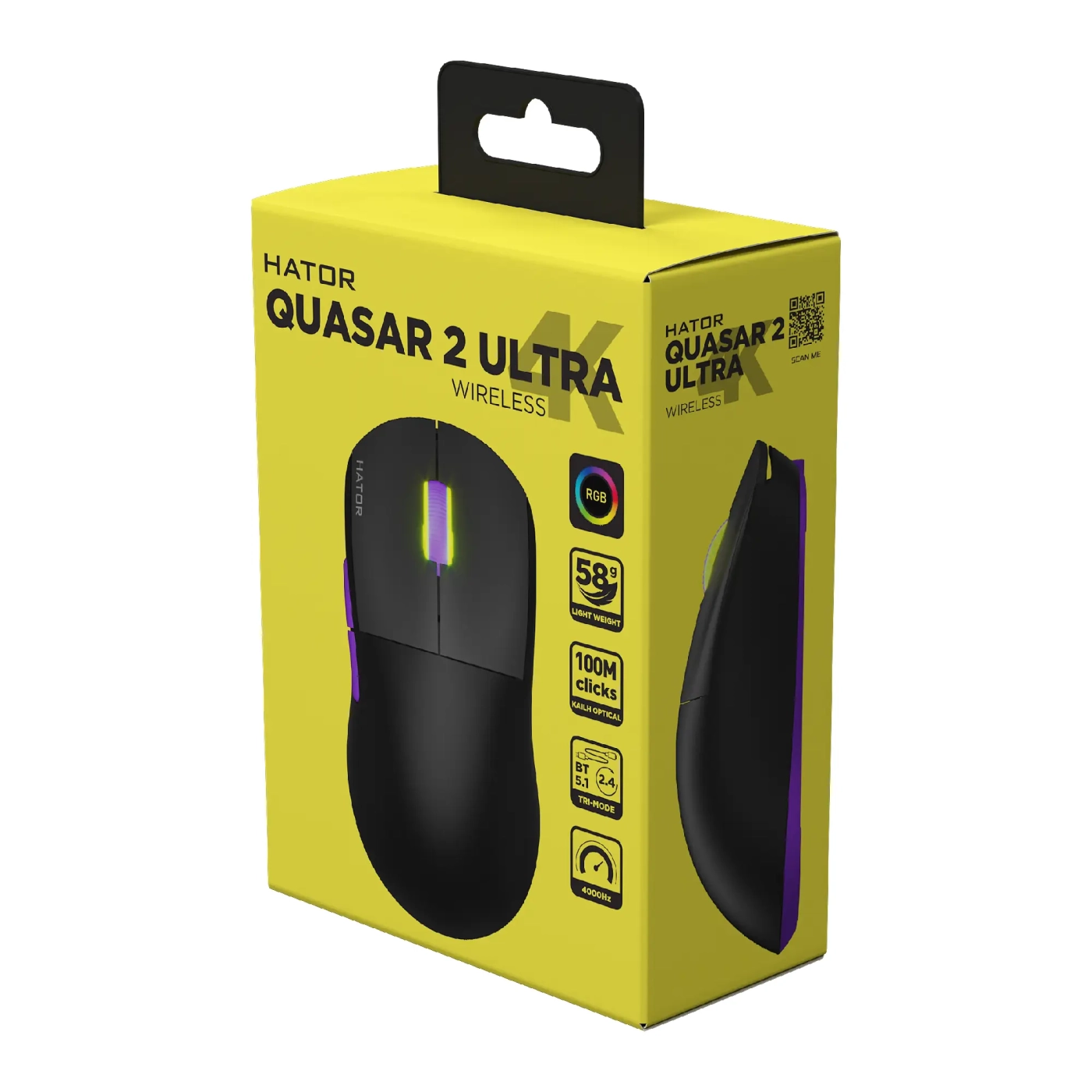 Купить Мышь HATOR Quasar 2 Ultra 4K wireless Black/Lilac (HTM570BL) - фото 4