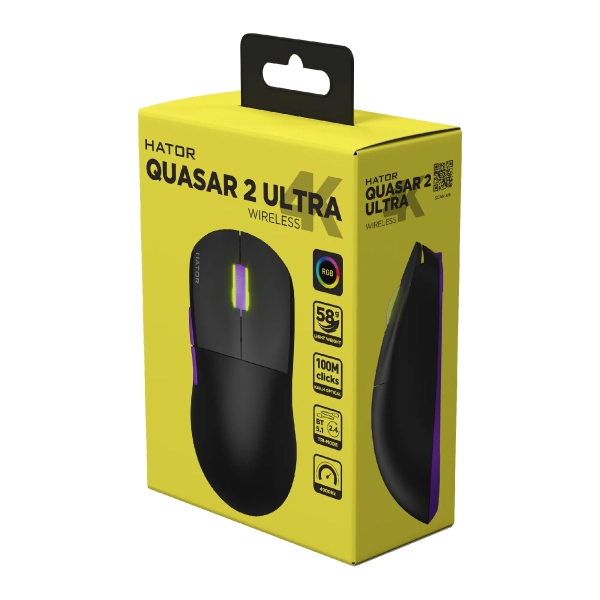 Купить Мышь HATOR Quasar 2 Ultra 4K wireless Black/Lilac (HTM570BL) - фото 4