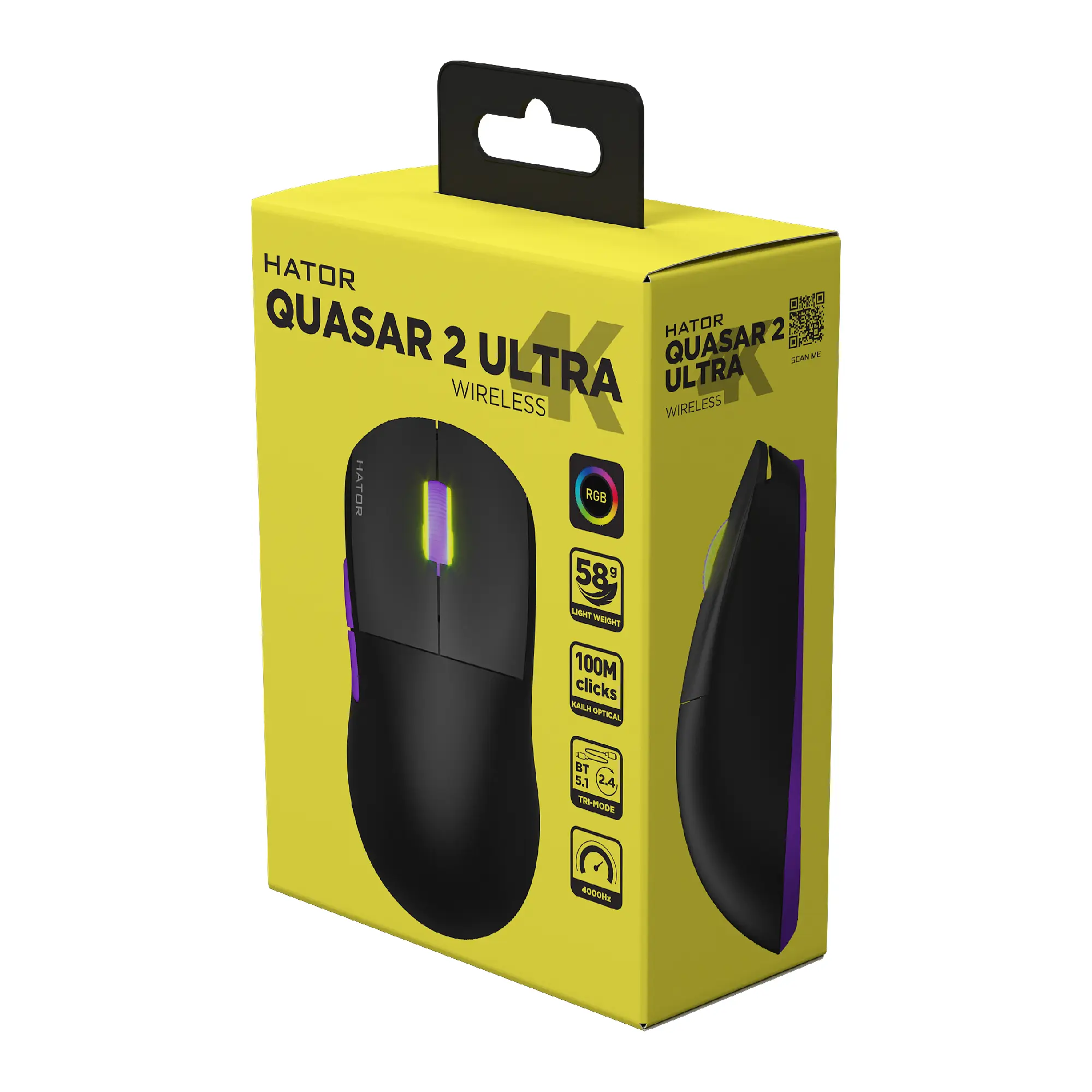 Купить Мышь HATOR Quasar 2 Ultra 4K wireless Black/Lilac (HTM570BL) - фото 4