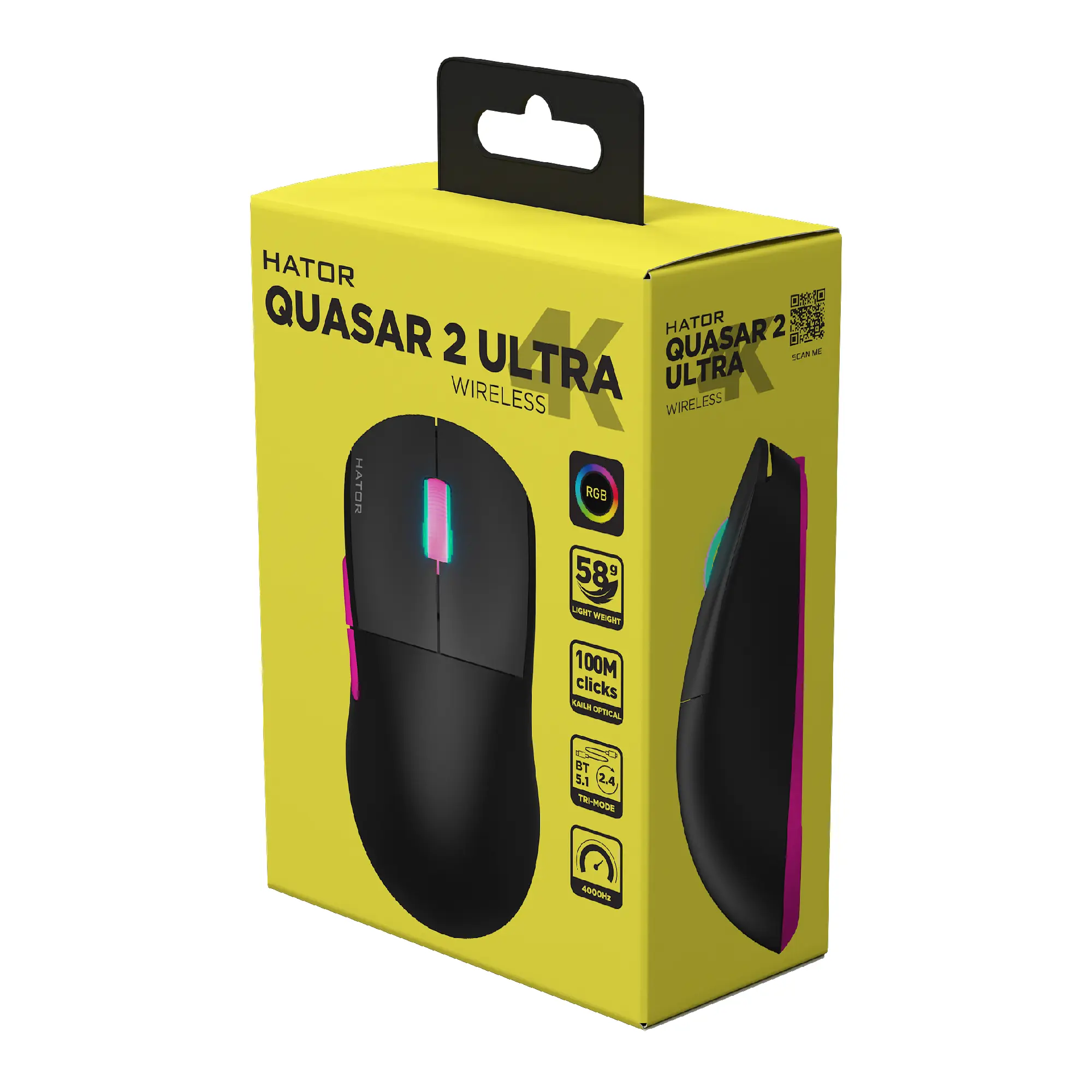 Купить Мышь HATOR Quasar 2 Ultra 4K wireless Black/Pink (HTM570BP) - фото 4