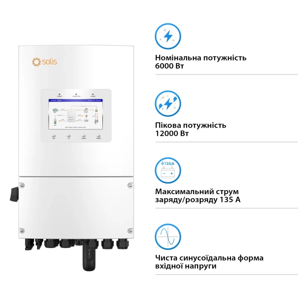 Купить Гибридный инвертор Solis S6-EH1P6K-L-PLUS 6KW 48V 2 MPPT Wi-Fi 220V Однофазный - фото 2