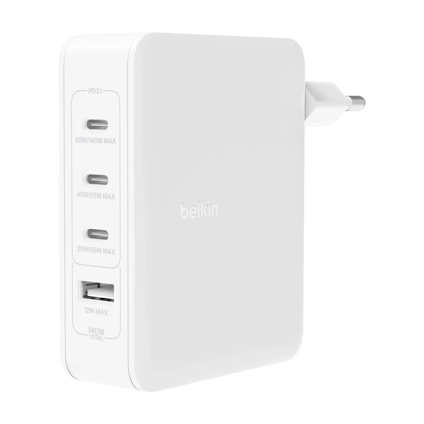 Купить Зарядное устройство Belkin 140W 3хUSB-С GAN PD PPS USB-A White (WCH014BTWH) - фото 1