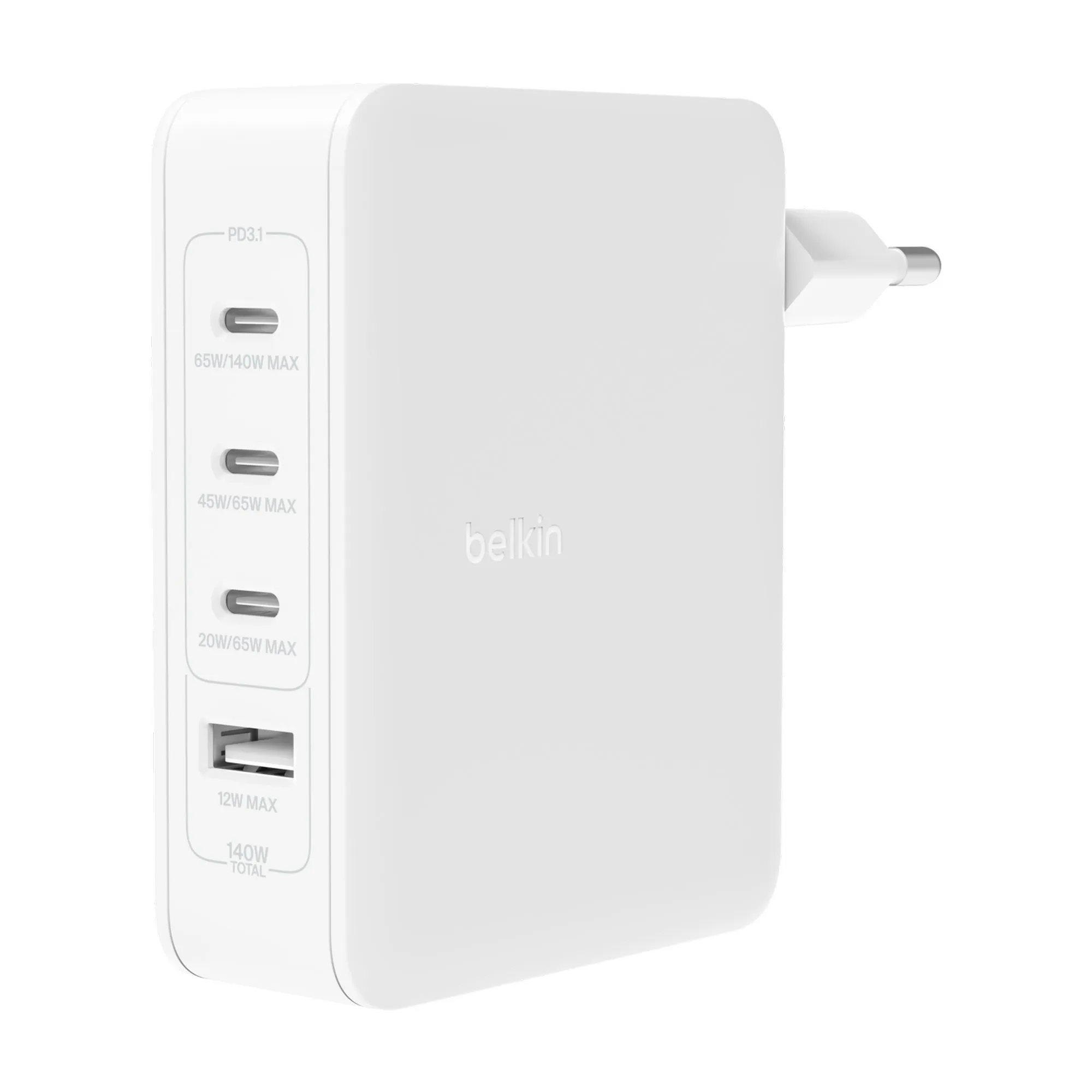 Купить Зарядное устройство Belkin 140W 3хUSB-С GAN PD PPS USB-A White (WCH014BTWH) - фото 1