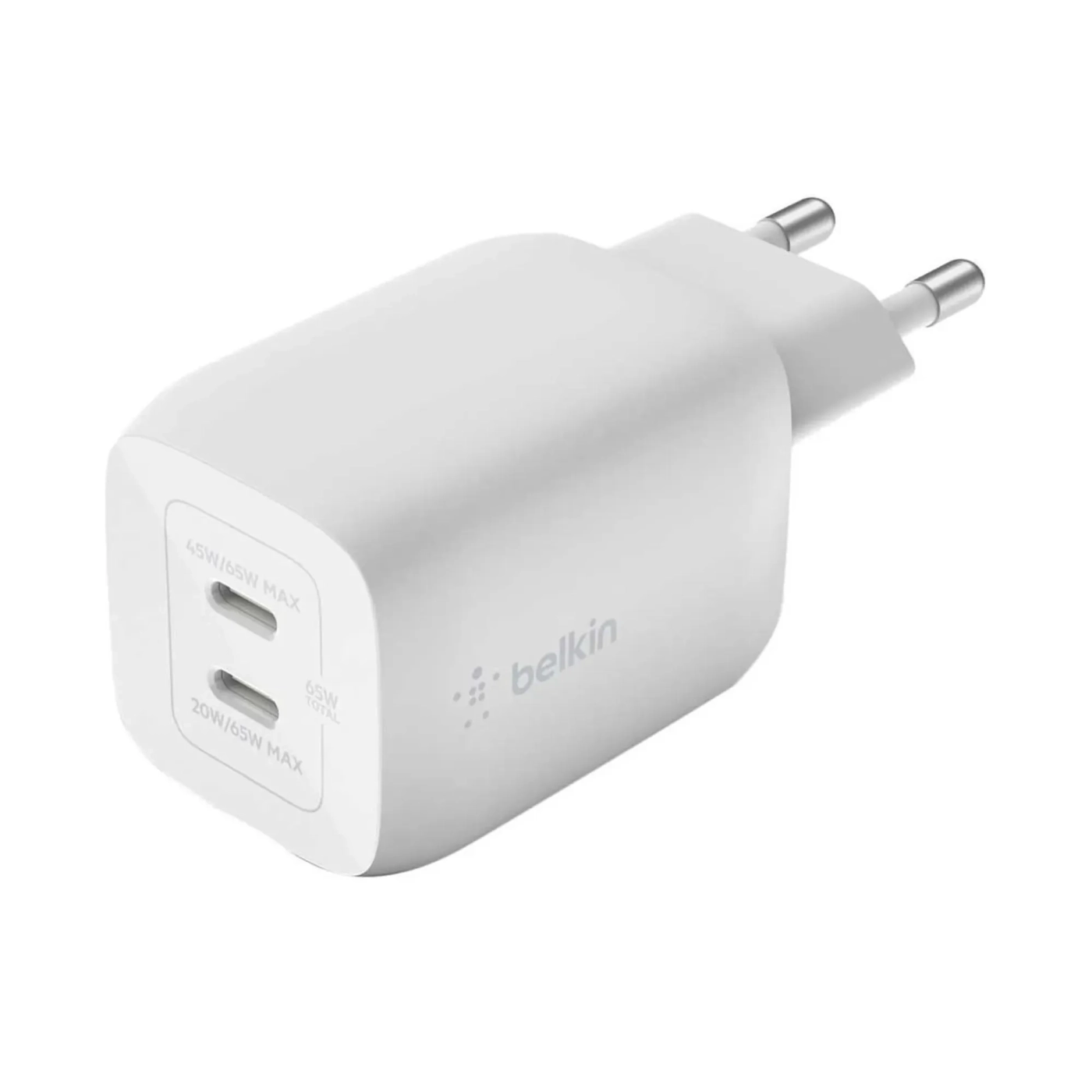 Купити Зарядний пристрій Belkin 65W 2хUSB-С GAN PD PPS White (WCH013VFWH) - фото 1