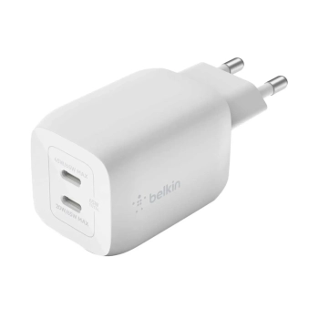 Купити Зарядний пристрій Belkin 65W 2хUSB-С GAN PD PPS White (WCH013VFWH) - фото 1