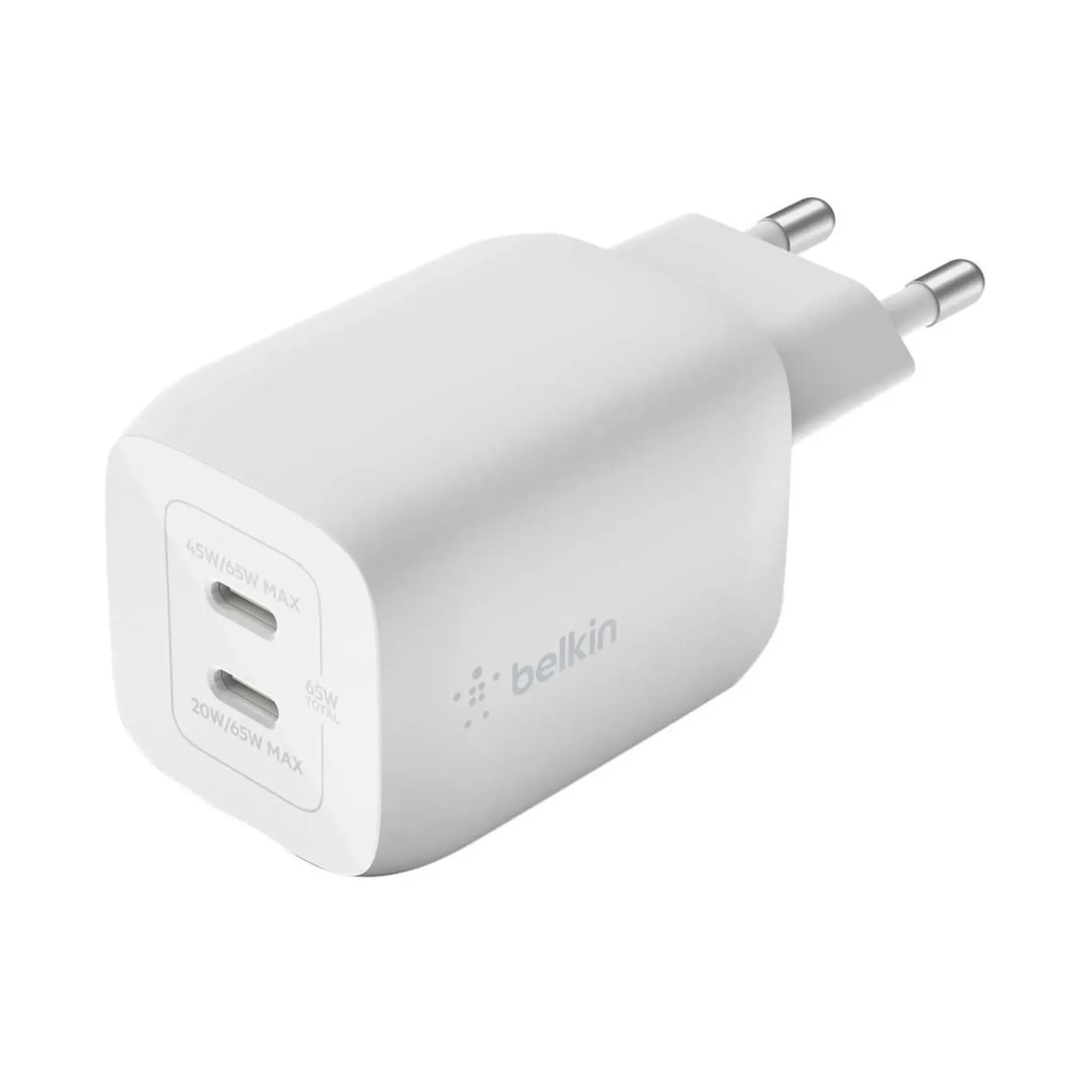 Купити Зарядний пристрій Belkin 65W 2хUSB-С GAN PD PPS White (WCH013VFWH) - фото 1