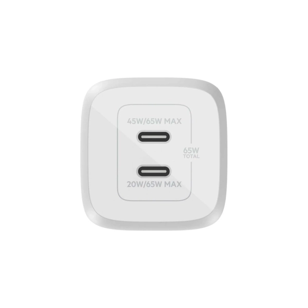Купити Зарядний пристрій Belkin 65W 2хUSB-С GAN PD PPS White (WCH013VFWH) - фото 4