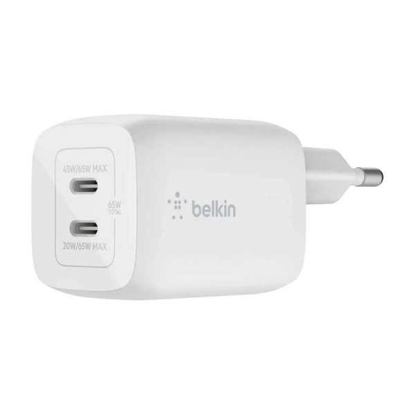 Купити Зарядний пристрій Belkin 65W 2хUSB-С GAN PD PPS + кабель USB-С to USB-C 2m White (WCH013VF2MWH-B6) - фото 2