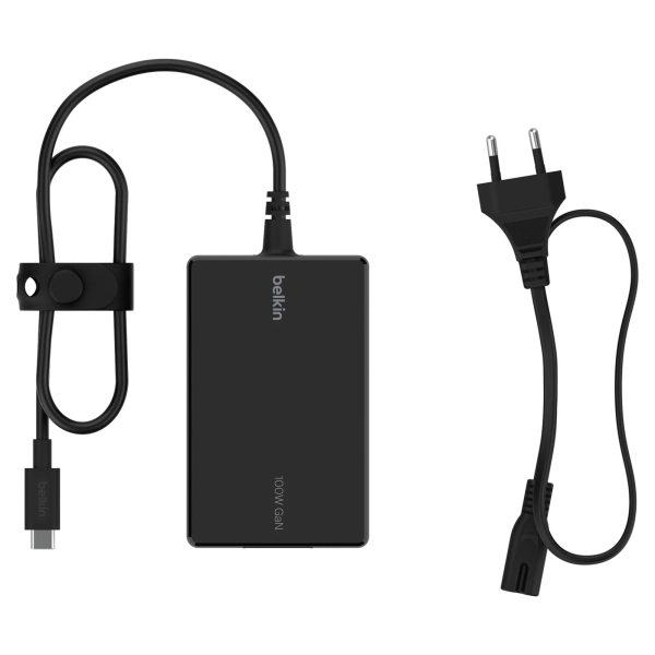 Купить Зарядное устройство Belkin 100Вт USB-С GAN PD PPS, кабель USB-C 2м, black OEM (INC016VFBK) - фото 3