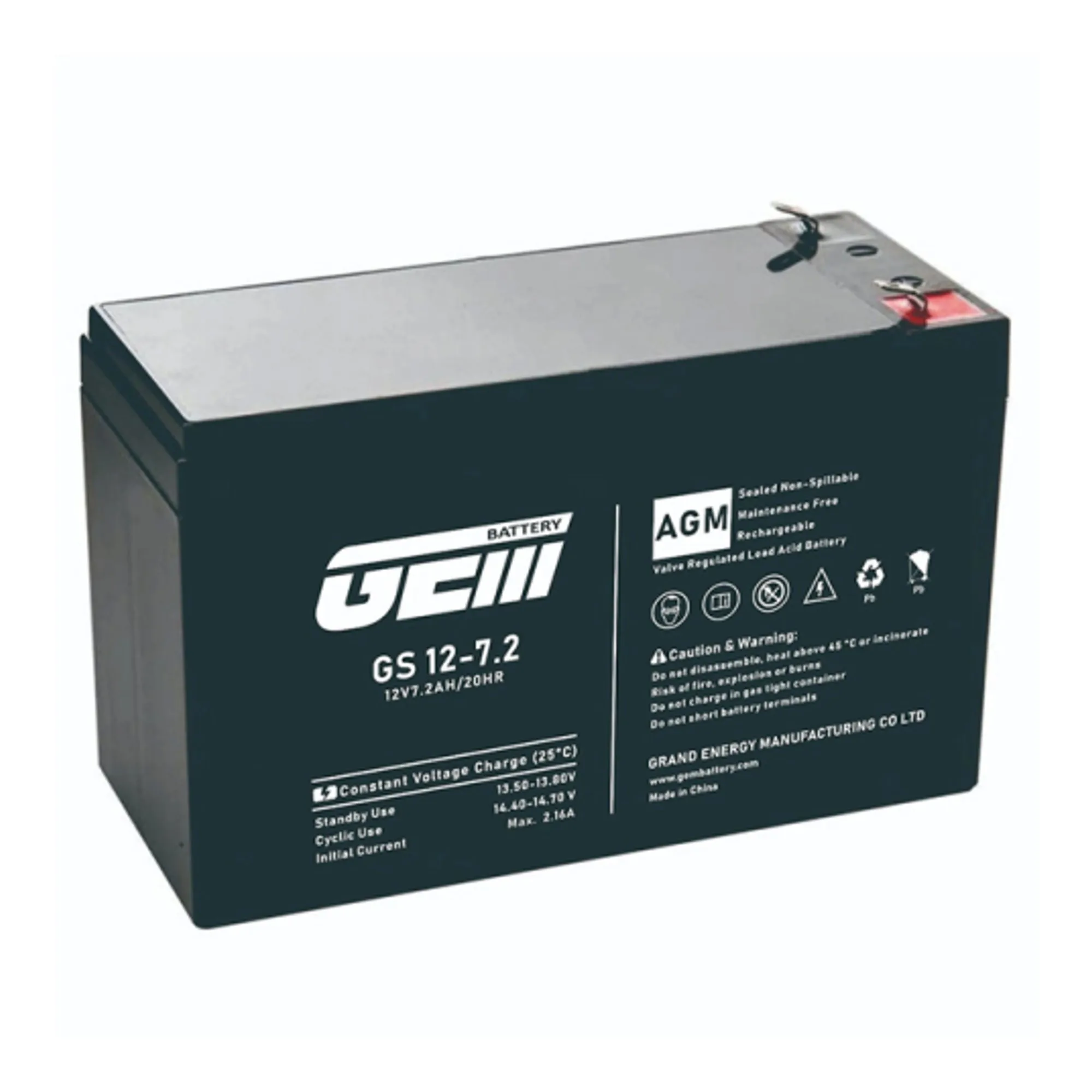 Купить Аккумуляторная батарея к ИБП (UPS) GEM Battery AGM 12В 7.2Аh (GS12-7.2) - фото 1