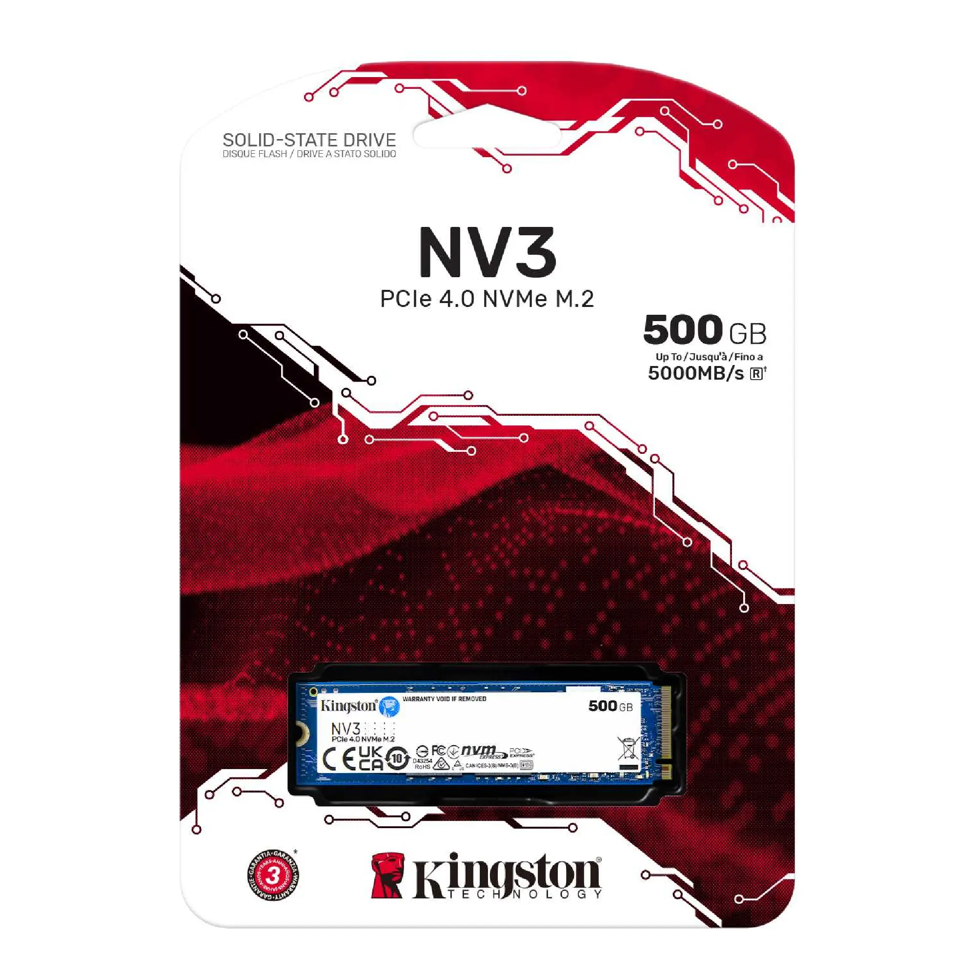 新品 Kingston NV3 PCIe 4 NVMe M.2 500GB SSD диск Kingston NV3 500GB M.2 PCIe Gen 4x4 NVMe (SNV3S/500G