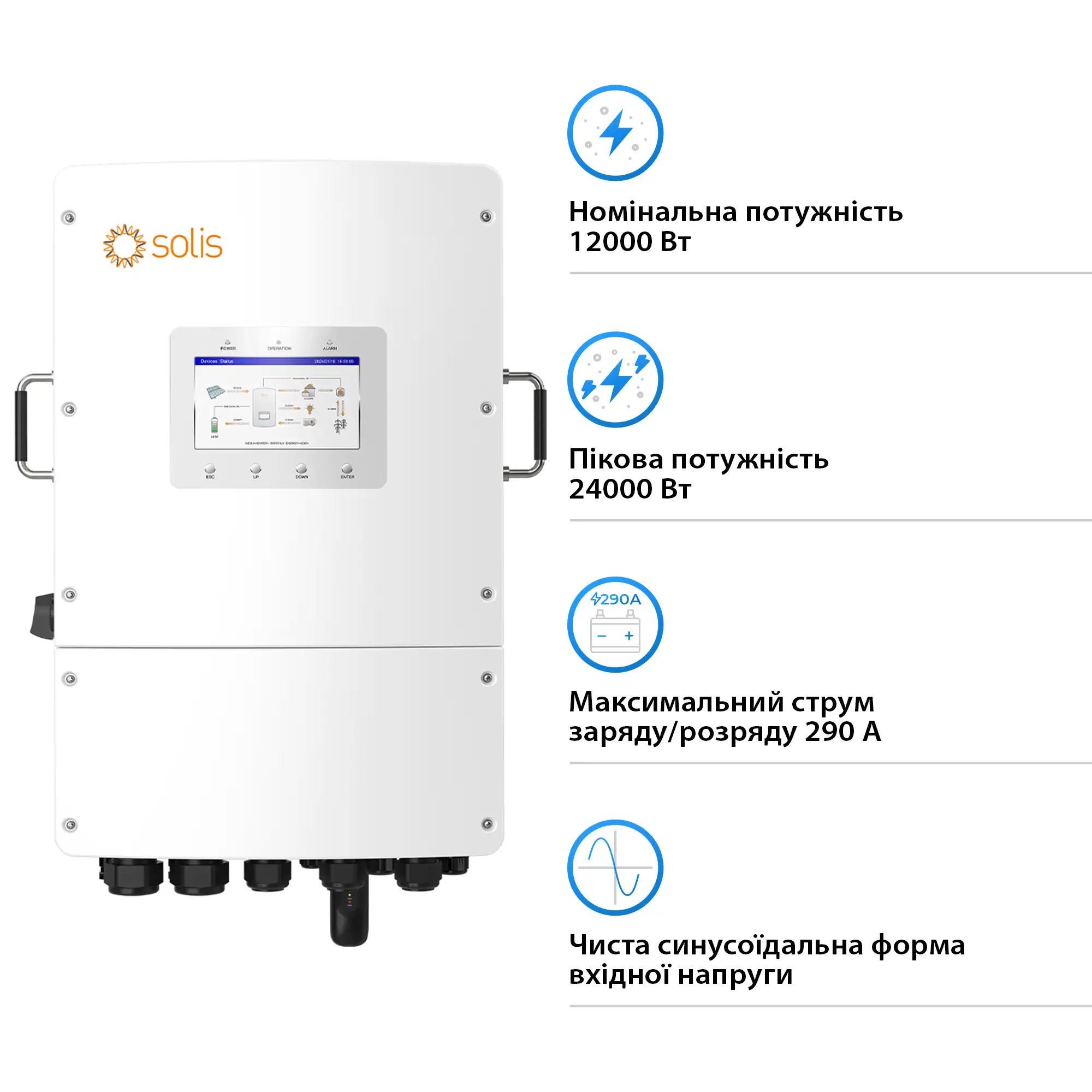 Купить Гибридный инвертор Solis S6-EH3P12K-L 12KW 48V 2 MPPT Wi-Fi 220/380V Трехфазный - фото 2