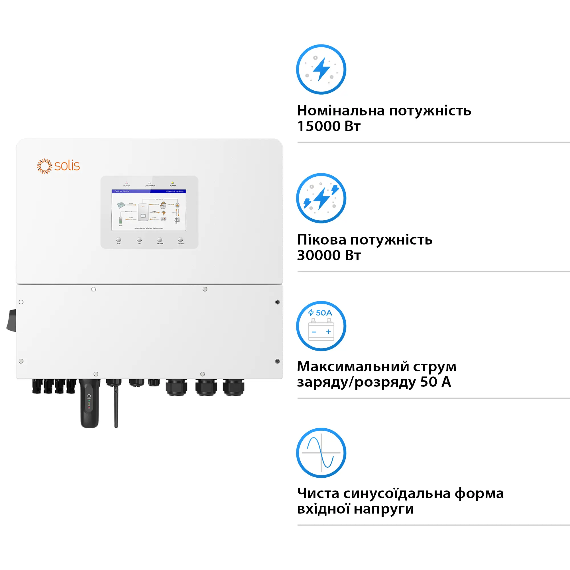 Купить Гибридный инвертор Solis S6-EH3P20K-H 20KW  HV-battery 2 MPPT Wi-Fi 220/380V Трехфазный - фото 2