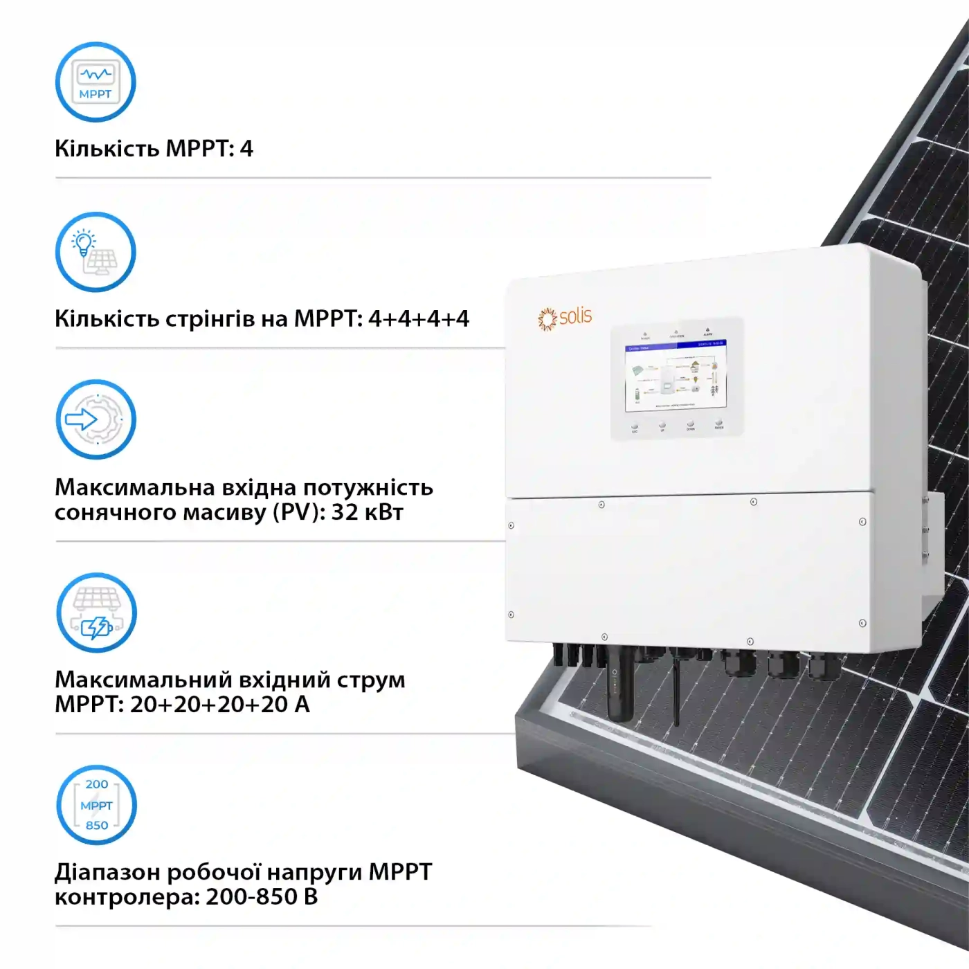 Купить Гибридный инвертор Solis S6-EH3P20K-H 20KW  HV-battery 2 MPPT Wi-Fi 220/380V Трехфазный - фото 3