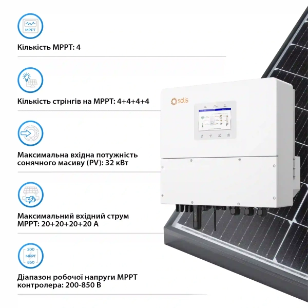 Купить Гибридный инвертор Solis S6-EH3P20K-H 20KW  HV-battery 2 MPPT Wi-Fi 220/380V Трехфазный - фото 3
