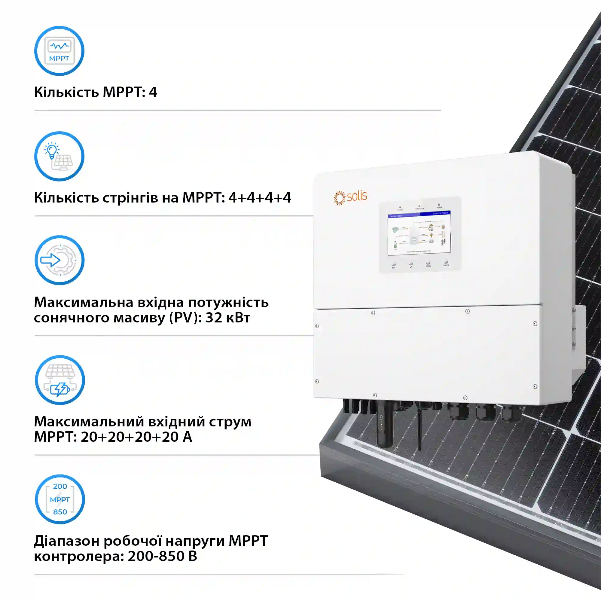 Купить Гибридный инвертор Solis S6-EH3P20K-H 20KW  HV-battery 2 MPPT Wi-Fi 220/380V Трехфазный - фото 3