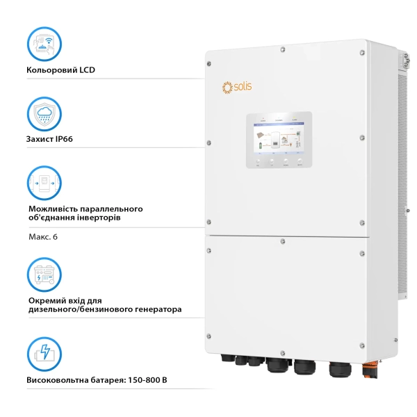 Купить Гибридный инвертор Solis S6-EH3P30K-H 30KW  HV-battery 3 MPPT Wi-Fi 220/380V Трехфазный - фото 4