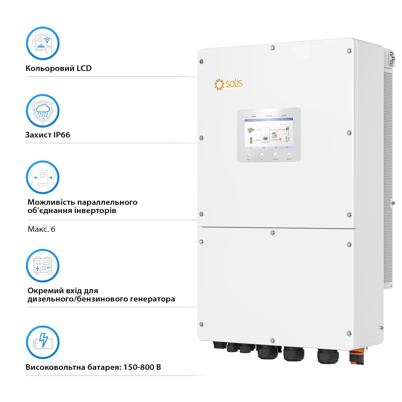 Купить Гибридный инвертор Solis S6-EH3P50K-H 50KW  HV-battery 4 MPPT Wi-Fi 220/380V Трехфазный - фото 4