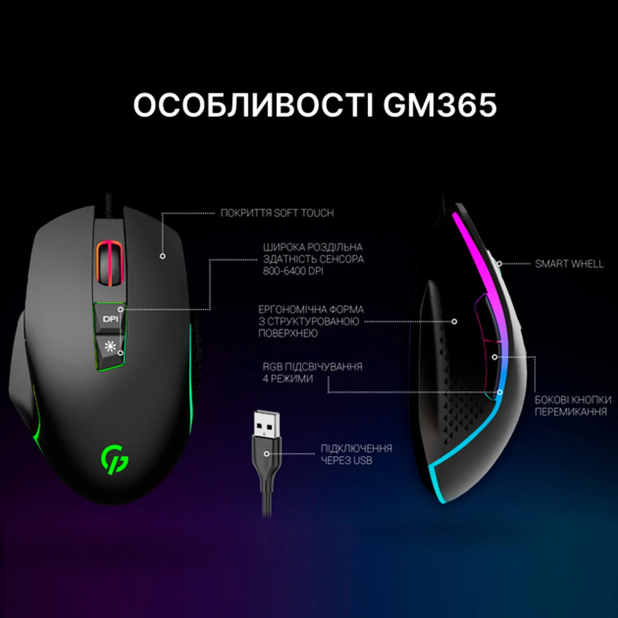 Купить Мышь GamePro GM365 Nitro USB Black (GM365) - фото 7