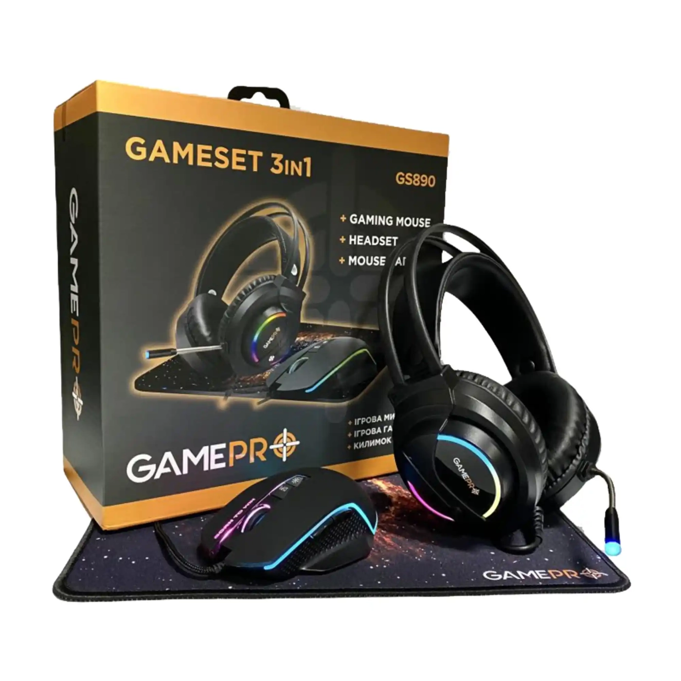 Купить Комплект игровой GamePro GS890 Combo 3 в 1 мышь + игровая поверхность + гарнитура (GS890) - фото 4