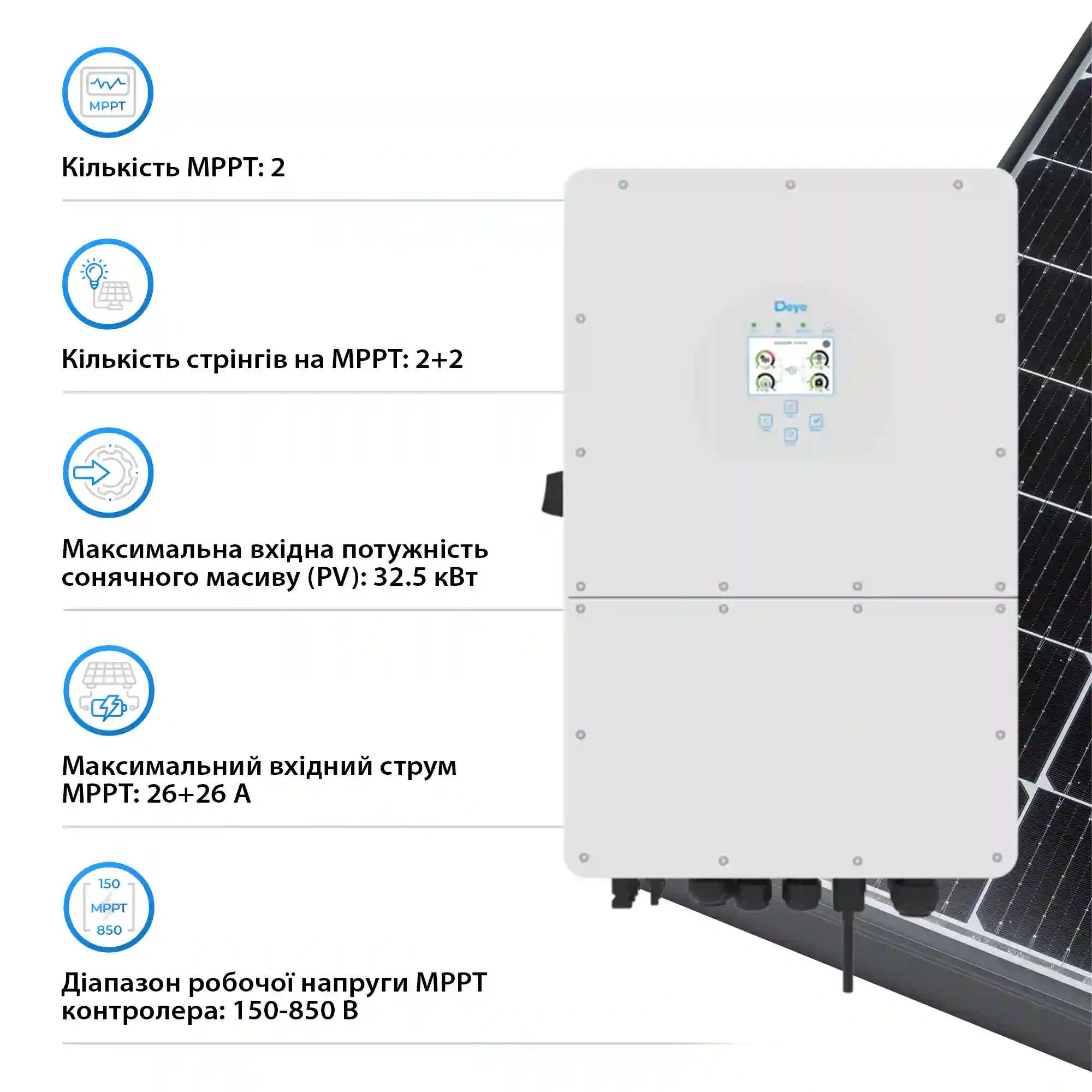 Купить Гибридный инвертор DEYE SUN-25K-SG01HP3-EU 25KW  HV-battery 2 MPPT Wi-Fi 220/380V Трехфазный - фото 4