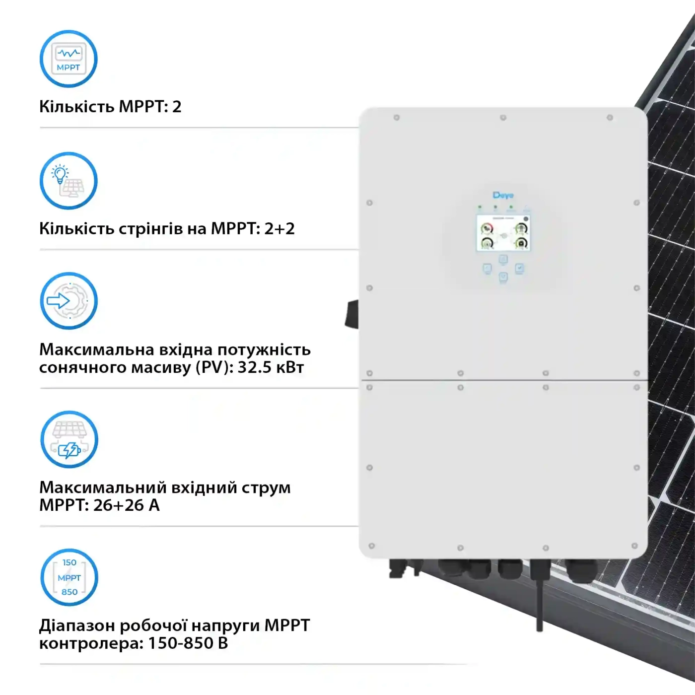 Купить Сетевой инвертор DEYE SUN-10K-G06P3-EU-AM2 10KW 2 MPPT Wi-Fi 220/380V Трехфазный - фото 4