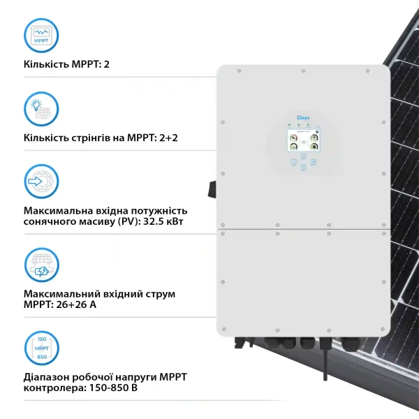 Купить Сетевой инвертор DEYE SUN-10K-G06P3-EU-AM2 10KW 2 MPPT Wi-Fi 220/380V Трехфазный - фото 4
