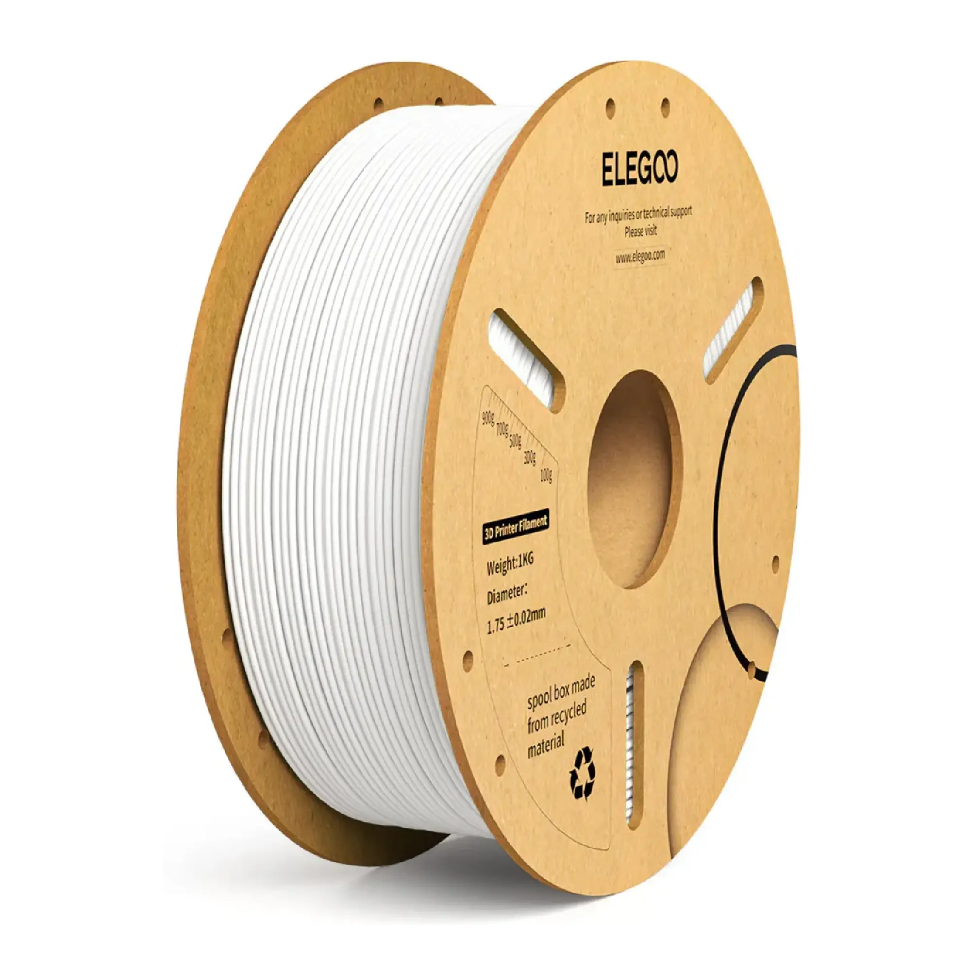 Купити PLA Plus Filament (пластик) для 3D принтера ELEGOO 1кг, 1.75мм, білий (50.203.0049) - фото 1
