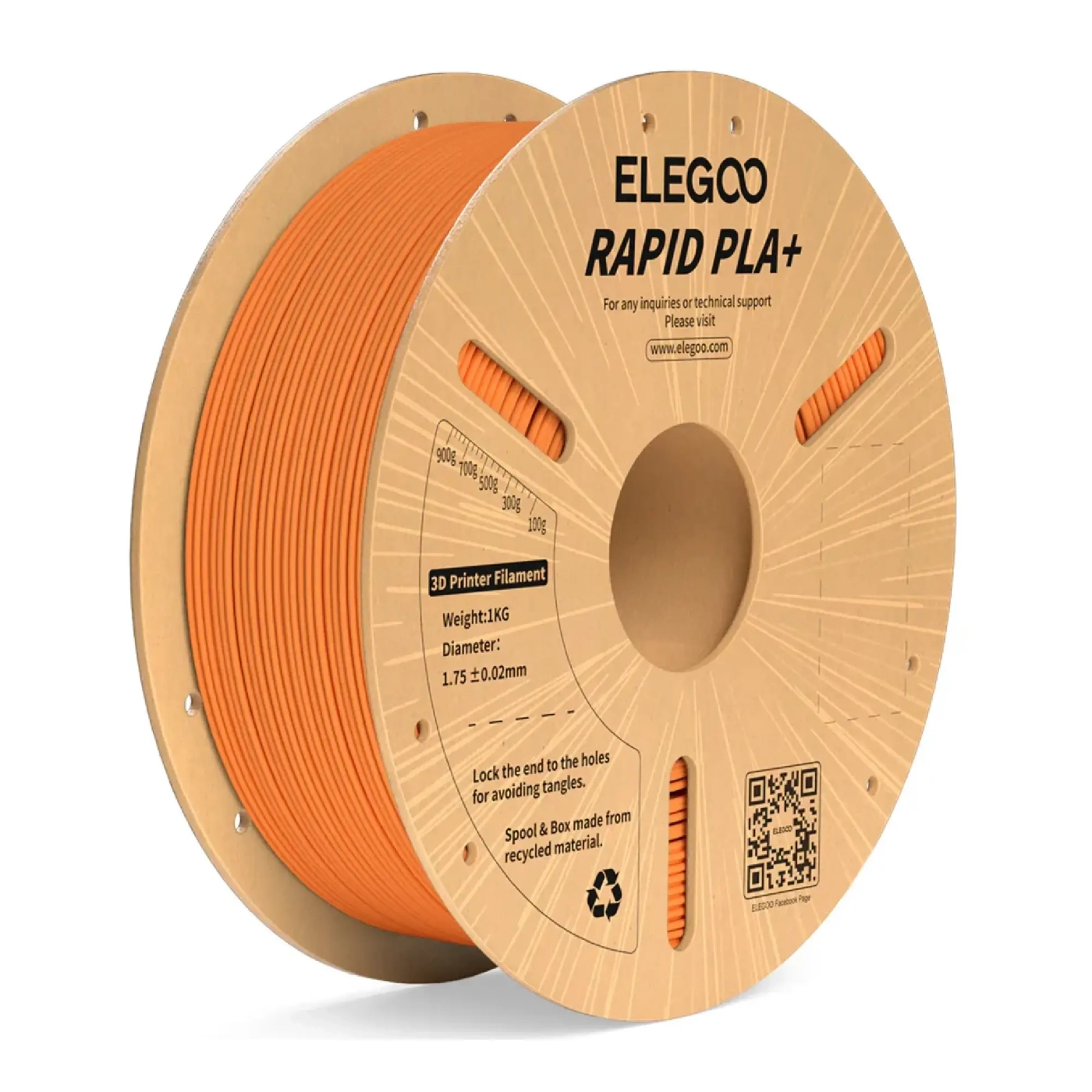 Купить Rapid PLA Plus Filament (пластик) для 3D принтера ELEGOO 1кг, 1.75мм, оранжевый (50.203.0120) - фото 1