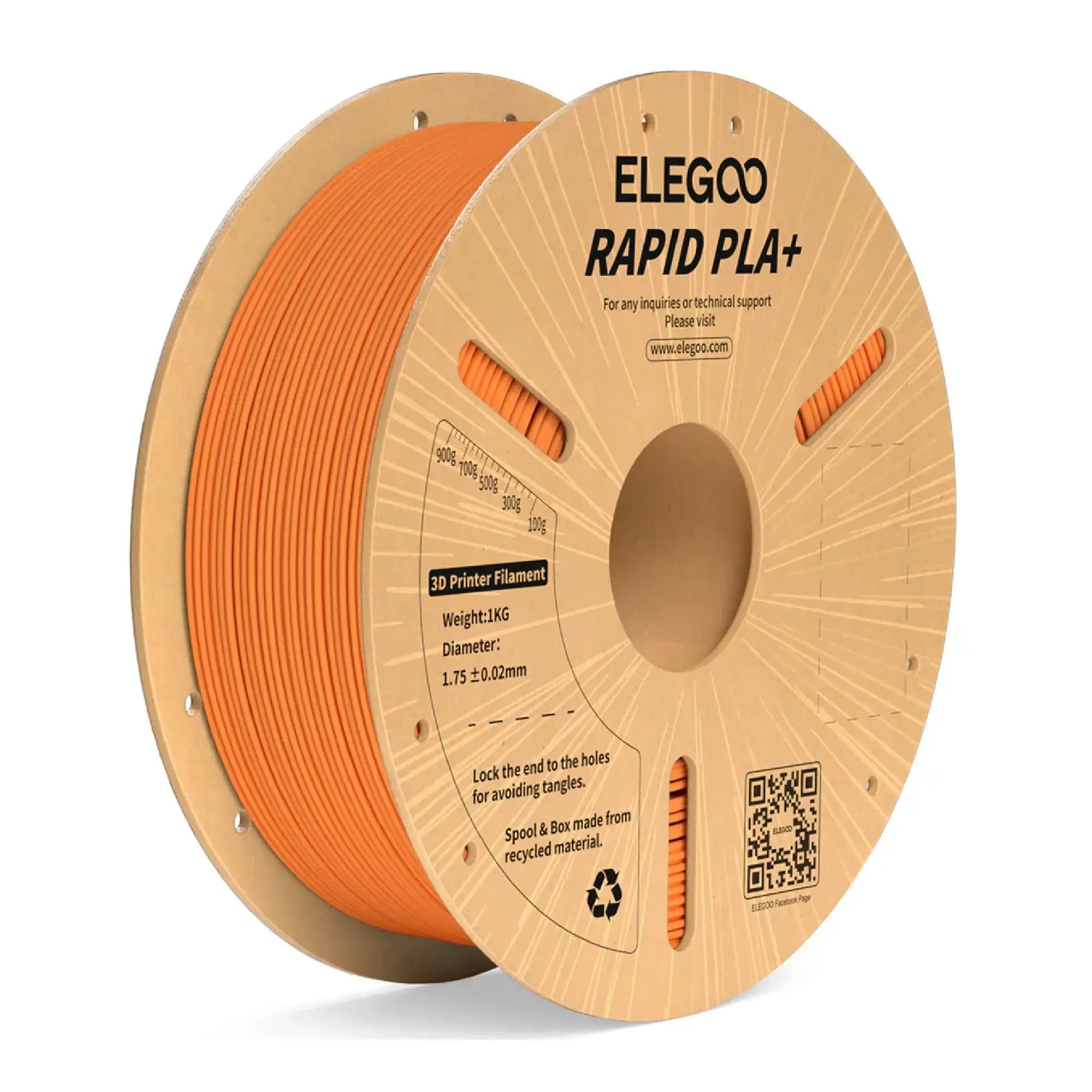 Купить Rapid PLA Plus Filament (пластик) для 3D принтера ELEGOO 1кг, 1.75мм, оранжевый (50.203.0120) - фото 1