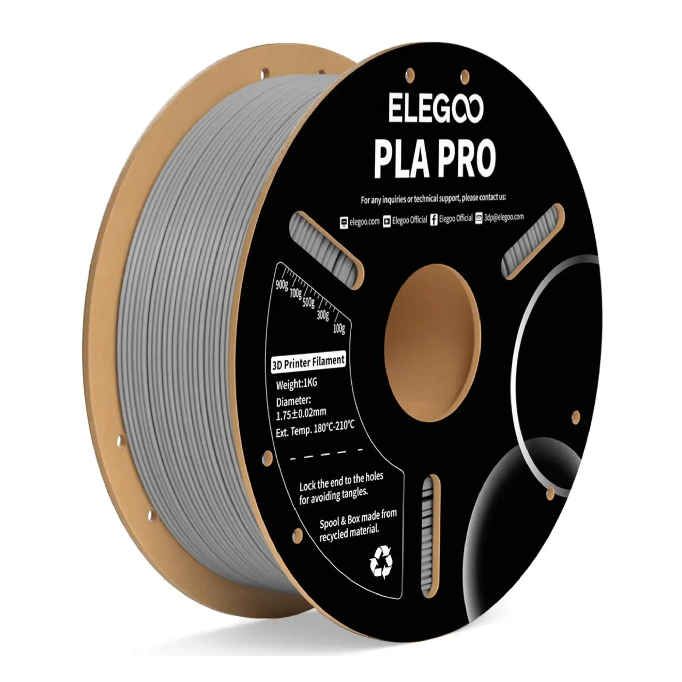Купити PLA PRO Filament (пластик) для 3D принтера ELEGOO 1кг, 1.75мм, сірий (50.203.0195) - фото 1