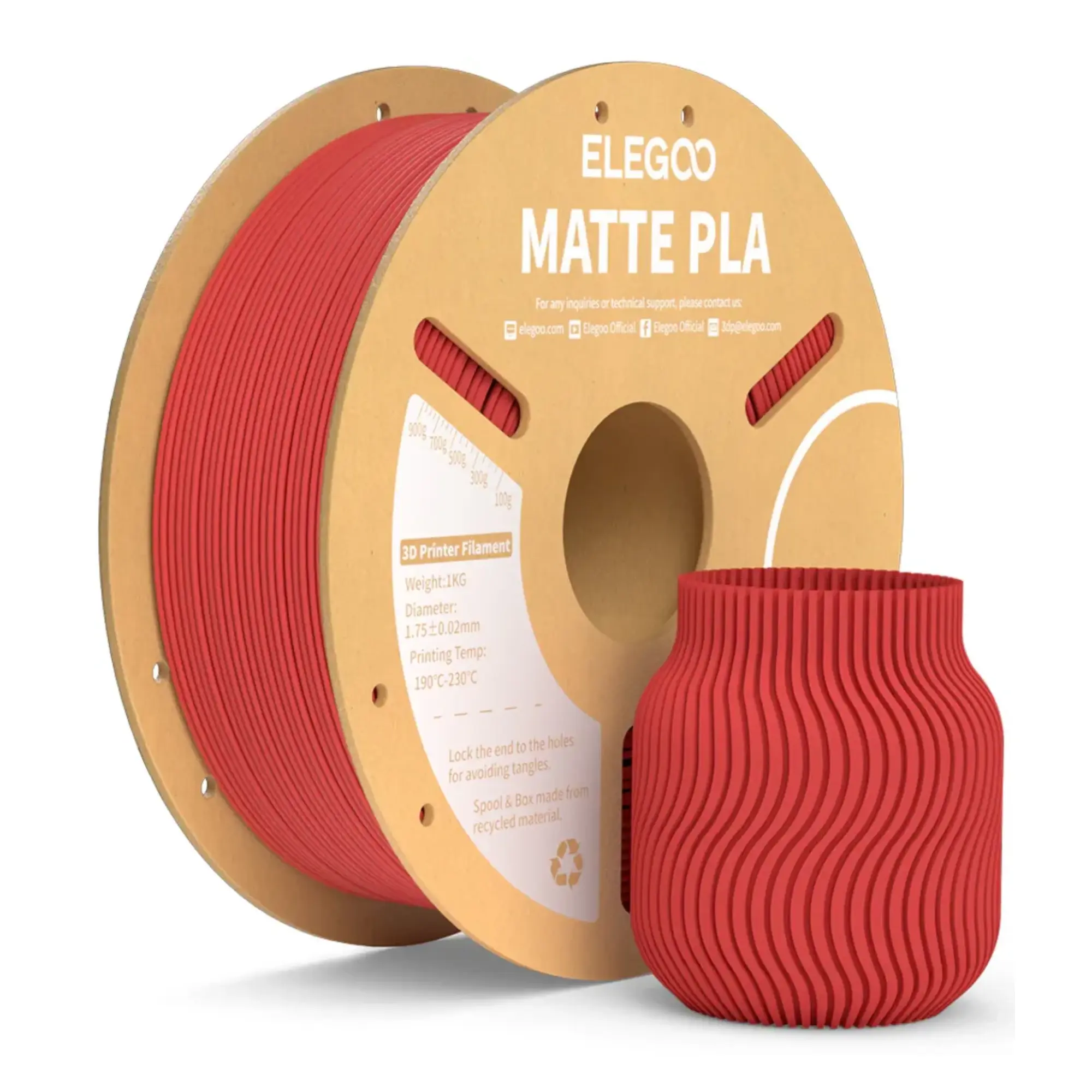 Купити PLA Filament (пластик) для 3D принтера ELEGOO матовий 1кг, 1.75мм, рубіново червоний (50.203.0252) - фото 1
