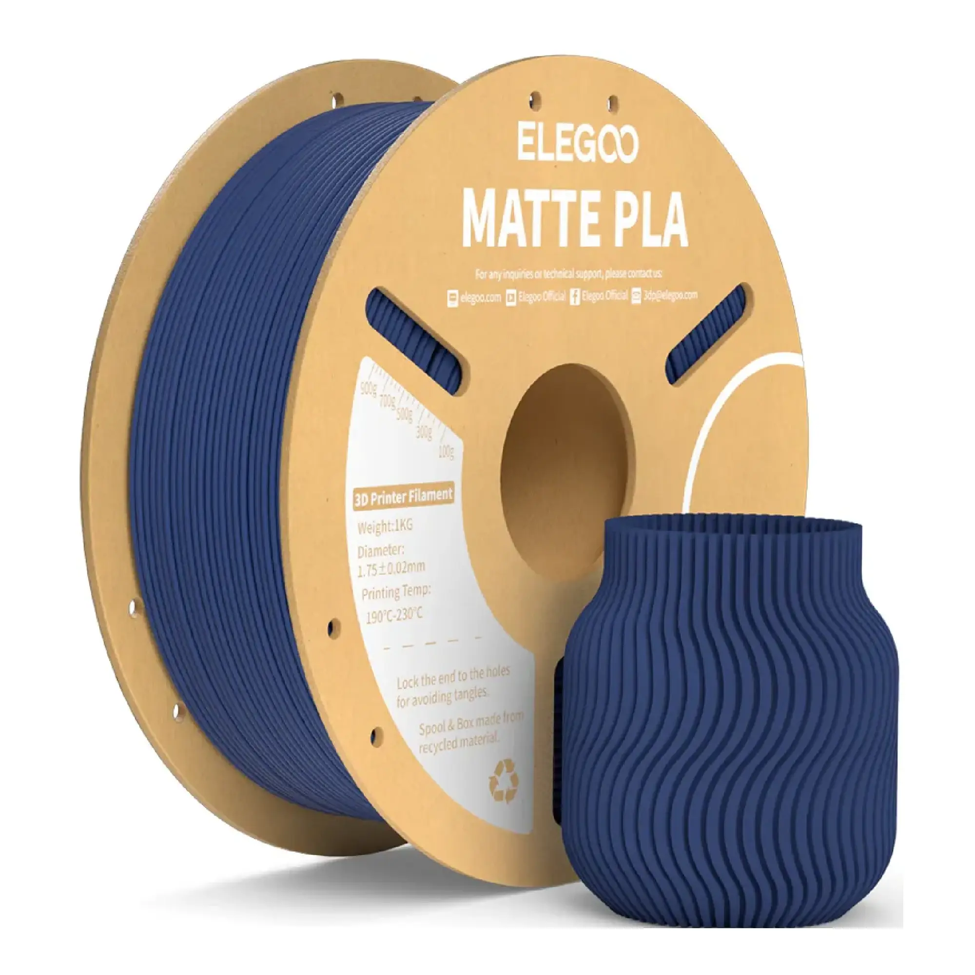 Купить PLA Filament (пластик) для 3D принтера ELEGOO матовый 1кг, 1.75мм, темно-синий (50.203.0253) - фото 1