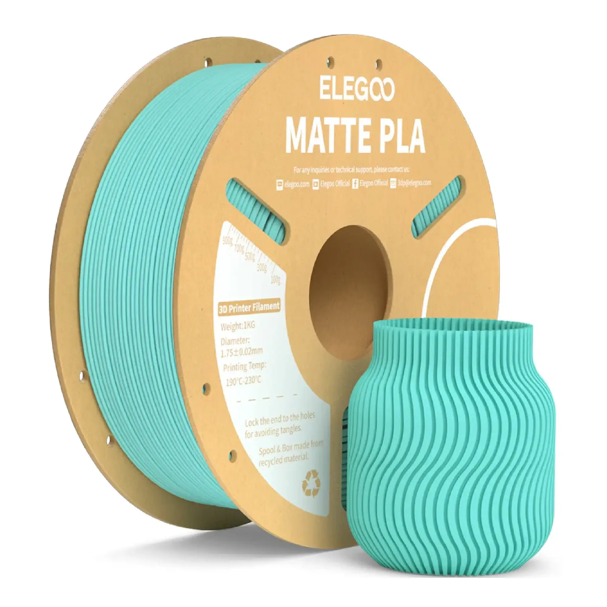 Купить PLA Filament (пластик) для 3D принтера ELEGOO матовый 1кг, 1.75мм, бирюзовый (50.203.0254) - фото 1