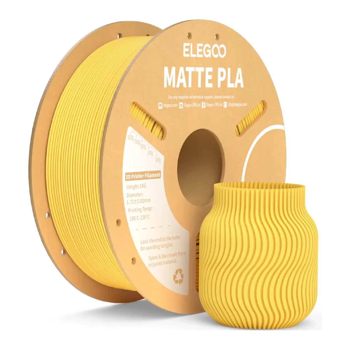 Купить PLA Filament (пластик) для 3D принтера ELEGOO матовый 1кг, 1.75мм, солнечно-жёлтый (50.203.0255) - фото 1