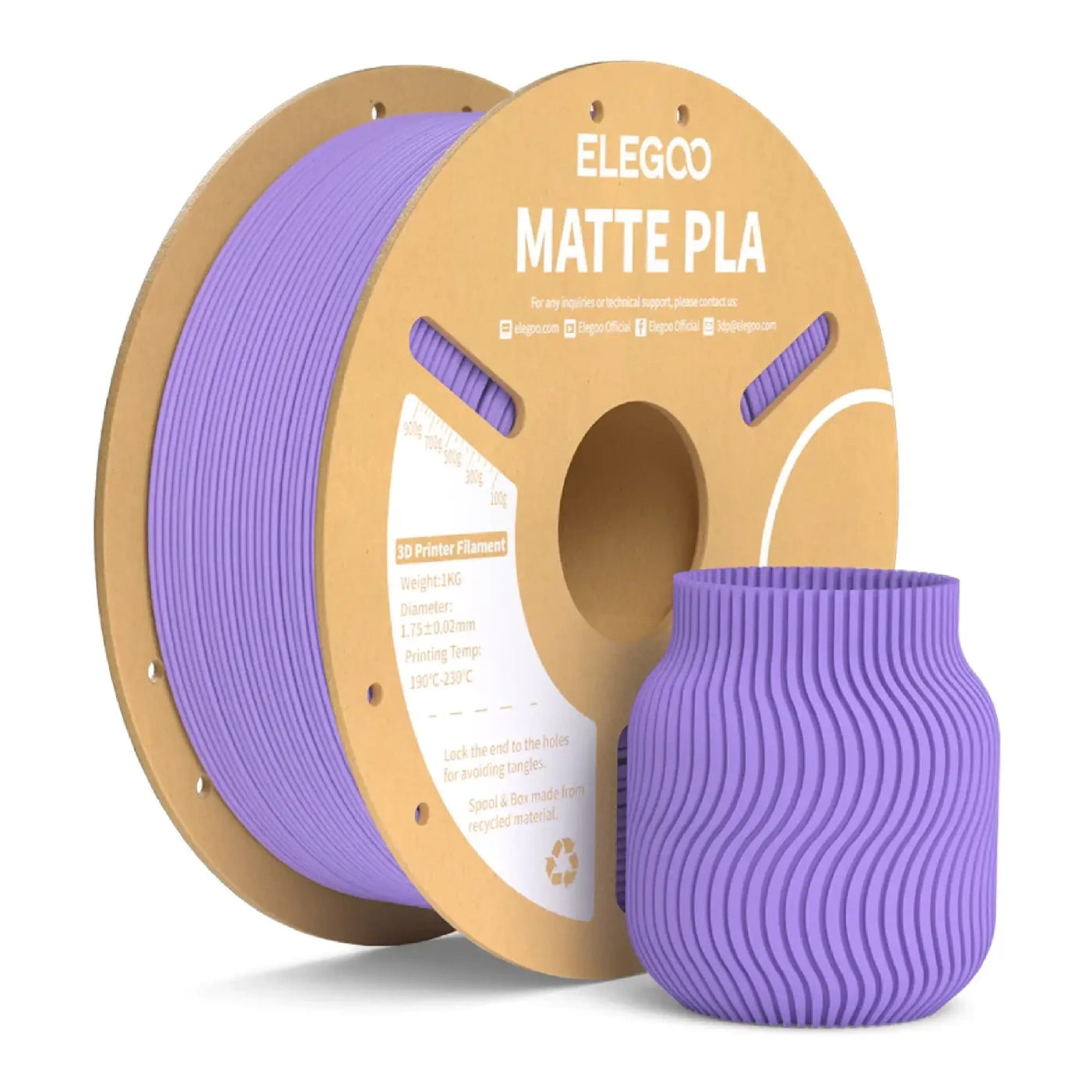 Купить PLA Filament (пластик) для 3D принтера ELEGOO матовый 1кг, 1.75мм, лавандово-фиолетовый (50.203.0257) - фото 1
