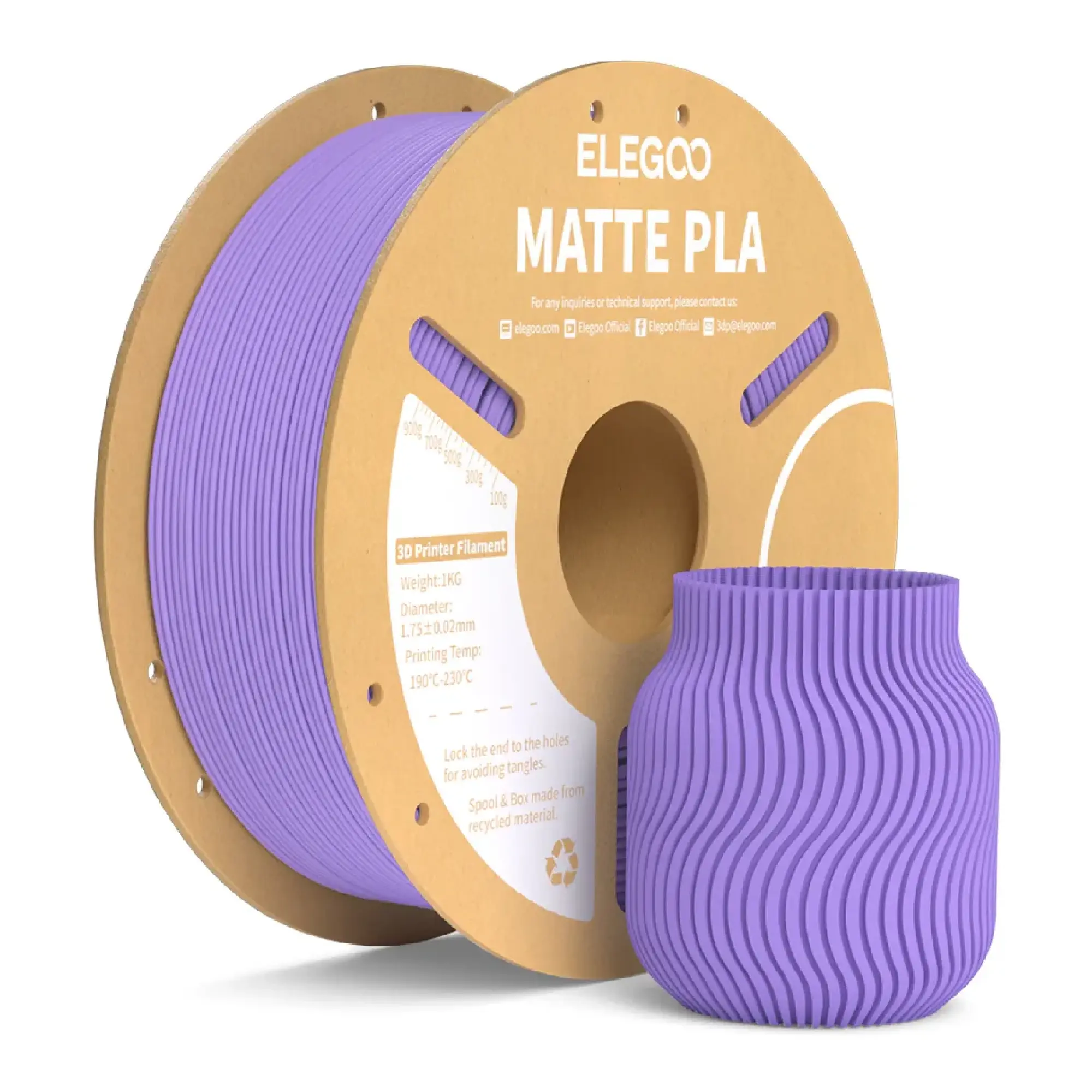 Купить PLA Filament (пластик) для 3D принтера ELEGOO матовый 1кг, 1.75мм, лавандово-фиолетовый (50.203.0257) - фото 1